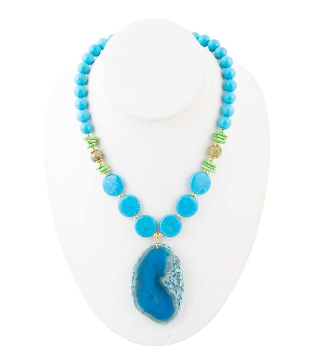Fresh Twist Lime and Blue Agate Pendant Necklace - Barse Jewelry - Flyclothing LLC