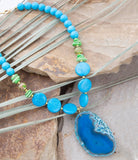 Fresh Twist Lime and Blue Agate Pendant Necklace - Barse Jewelry