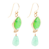 Fresh Twist Lime Green Turquoise Golden Drop Earrings - Barse Jewelry