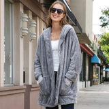 Front Pockets Oversized Solid Hoodie Jacket - Madeline Love - Flyclothing LLC