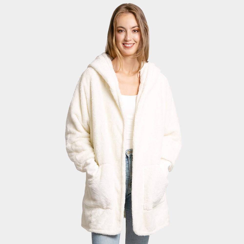 Front Pockets Oversized Solid Hoodie Jacket - Madeline Love - Flyclothing LLC