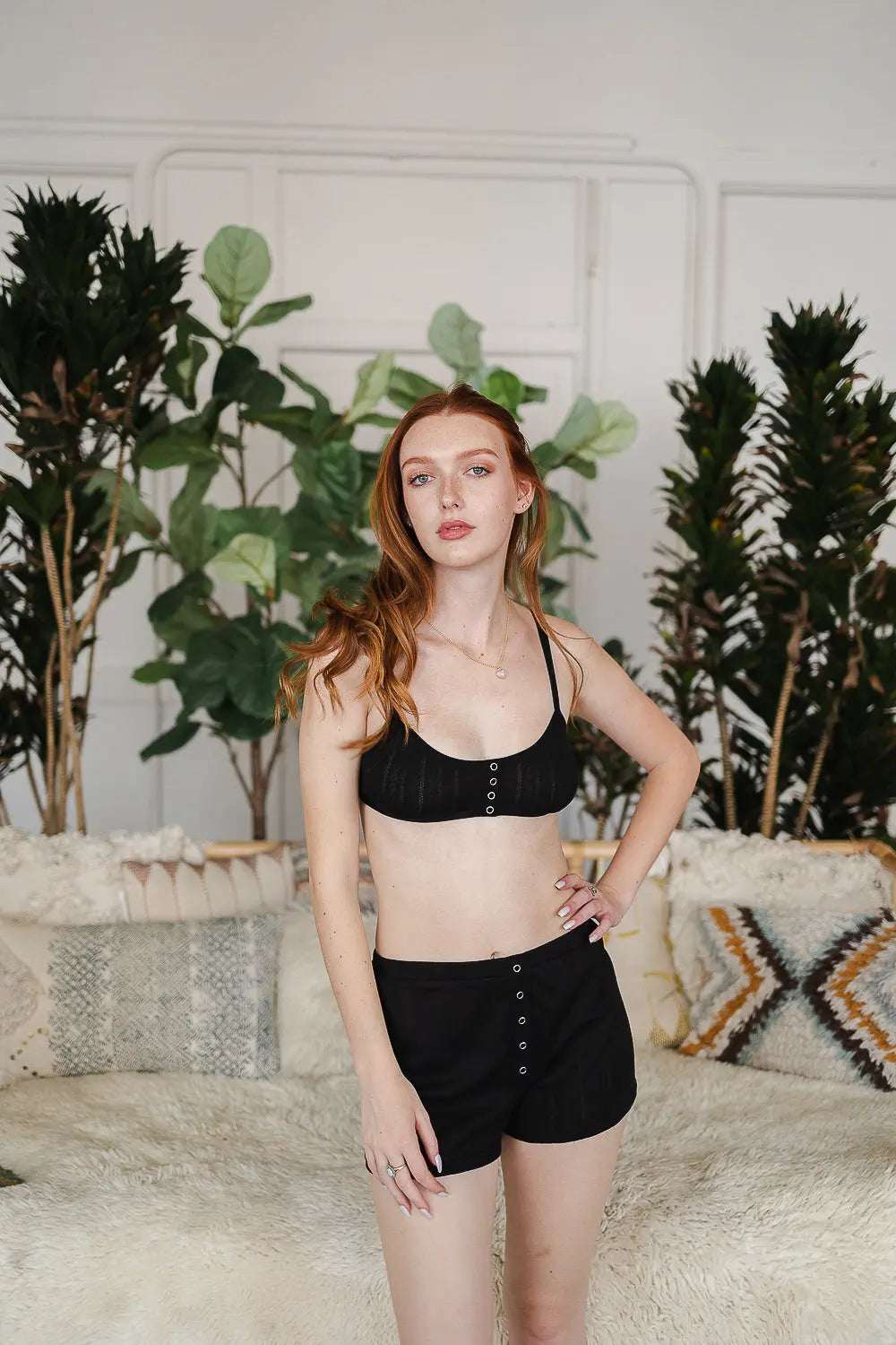 Front Snap Pointelle Lounge Bralette - Boho Clothing and Accessories - Flyclothing LLC