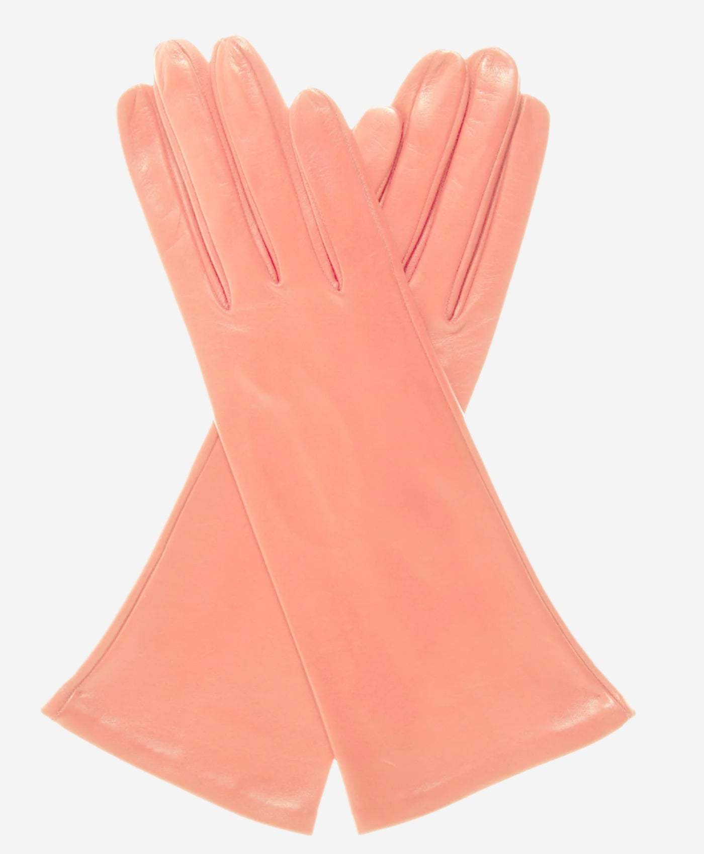 FS01W4 (pink) - Italian 4-button length silk lined leather gloves