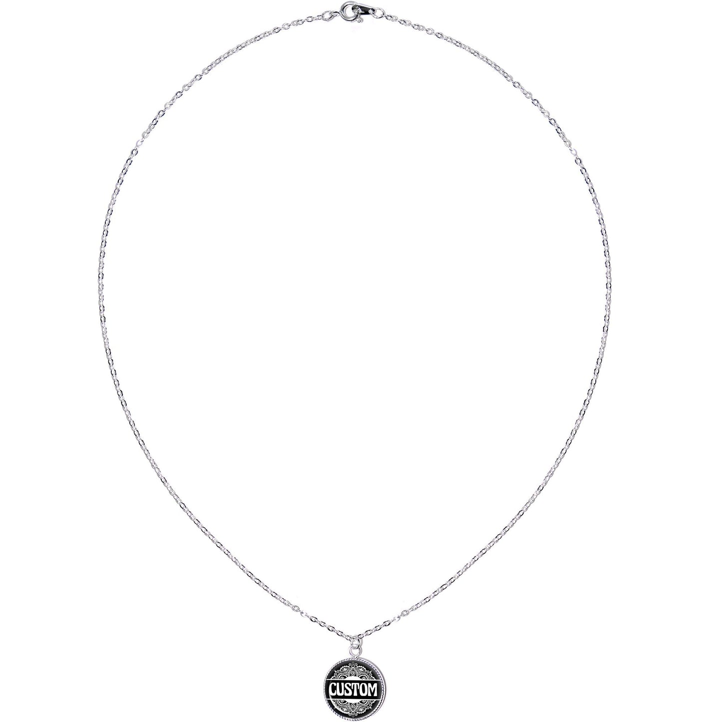 Custom Black Mandala Personalized Name Silver Plated Chain Necklace - BodyCandy - Flyclothing LLC
