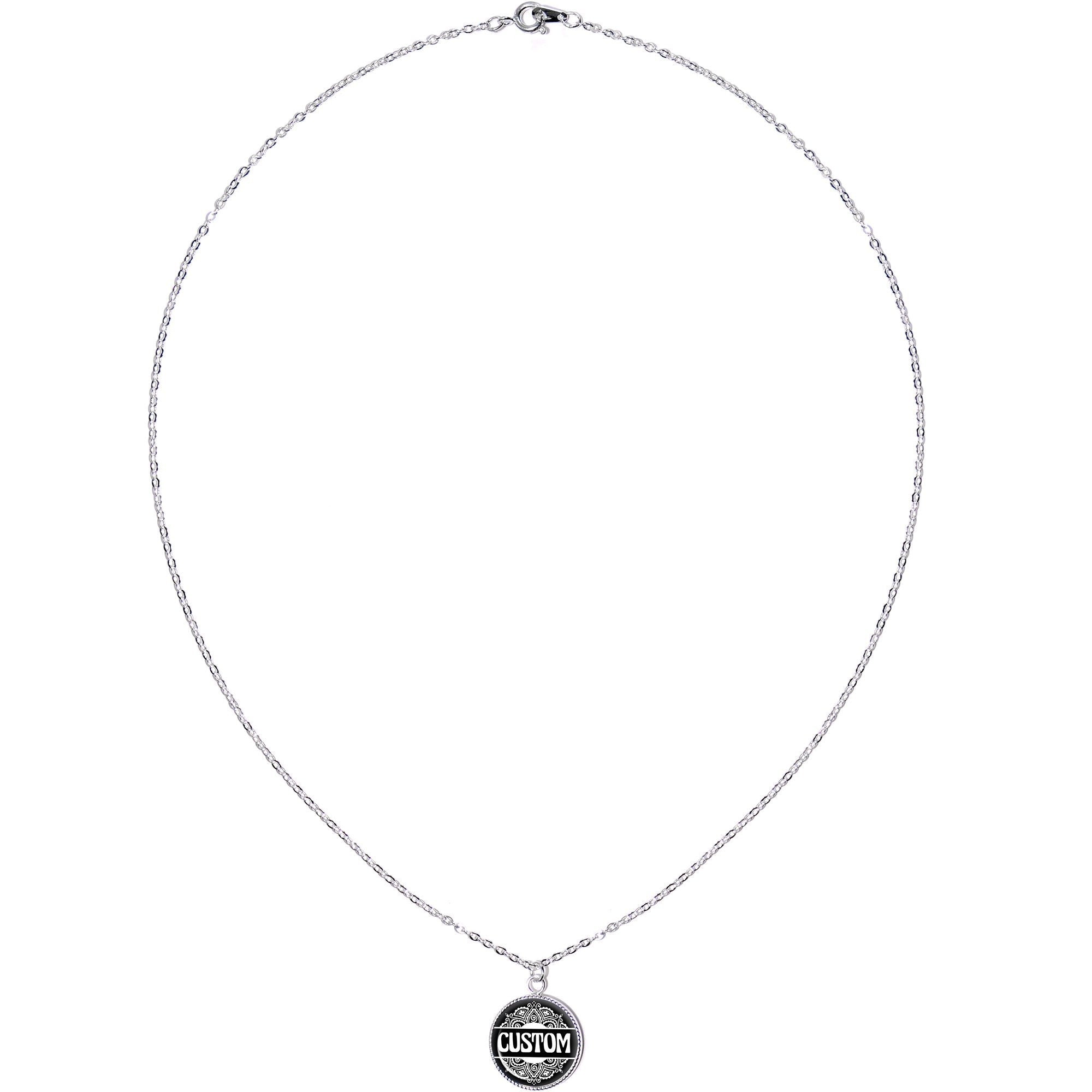 Custom Black Mandala Personalized Name Silver Plated Chain Necklace - BodyCandy - Flyclothing LLC