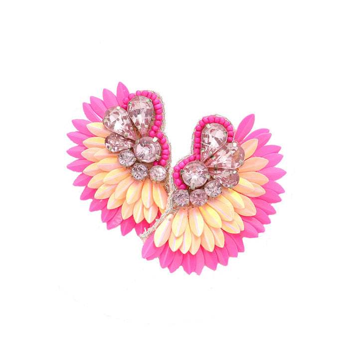 Felt Back Stone Embellished Boho Fringe Earrings - Madeline Love - Flyclothing LLC