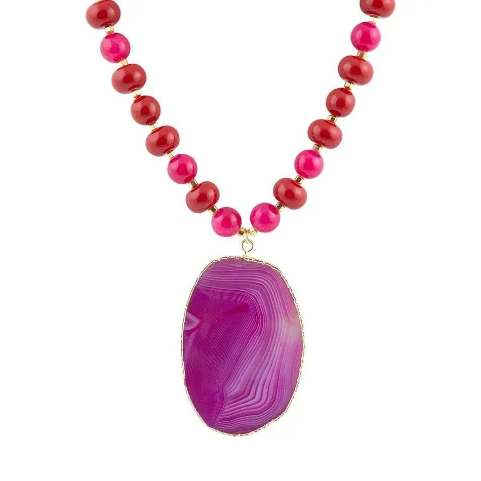 Fuchsia Sunset Purple Agate Pendant Necklace - Barse Jewelry - Flyclothing LLC
