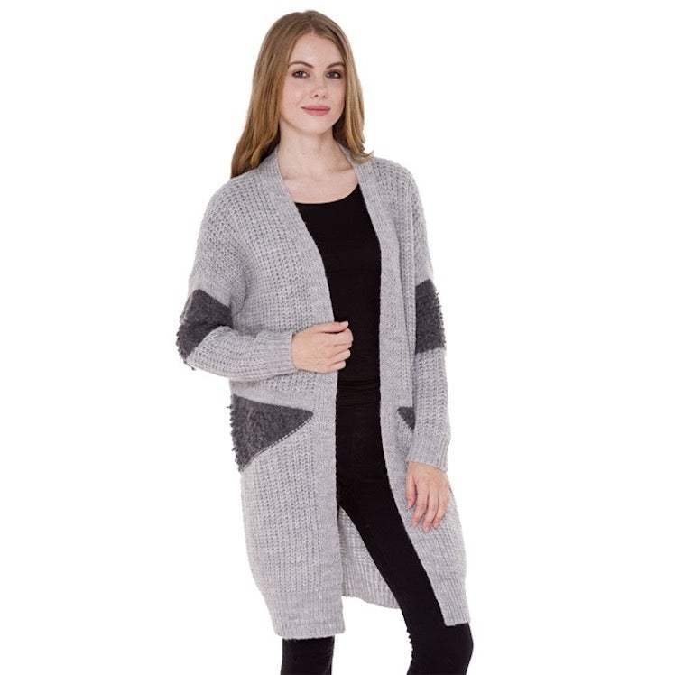 Furry Long Cardigan Poncho Outwear Shawl Cover Up - Madeline Love - Flyclothing LLC