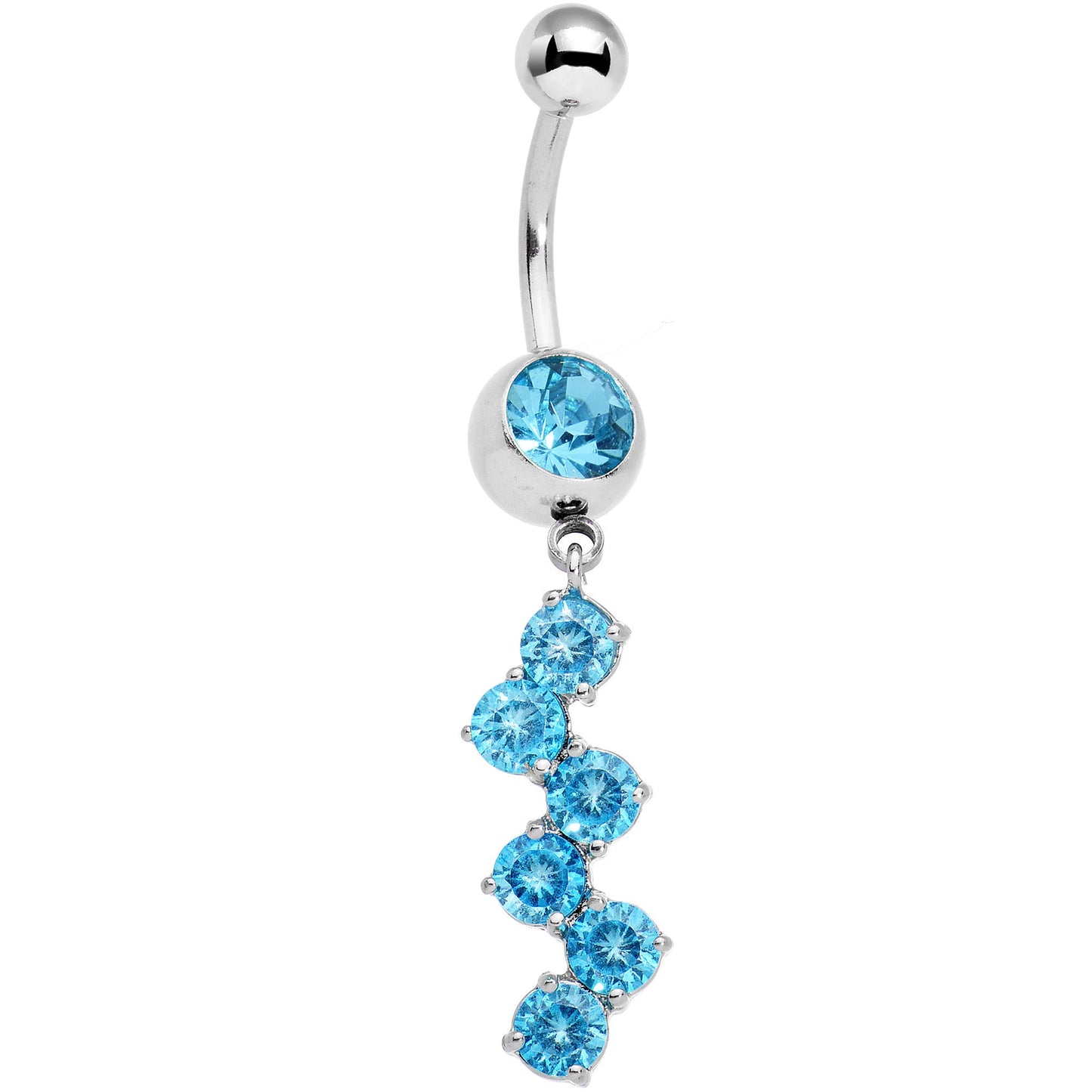 Aqua Gem Zig Zag Dangle Belly Ring - BodyCandy - Flyclothing LLC