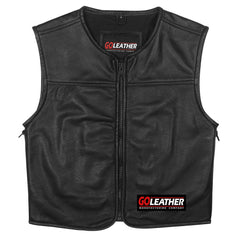 Club Elite - Leather Vest with Full Side Zippers