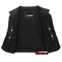 Club Elite - Leather Vest with Full Side Zippers