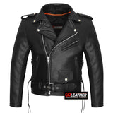 GO731 - Mens Classic MC Style Jacket with Laces - GoLeather