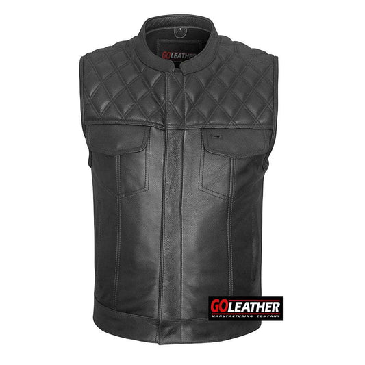 Onyx - Premium Leather Diamond Vest - GoLeather - Flyclothing LLC
