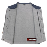 Raw Edge - Dark Blue Raw Denim /Rolled Collar - GoLeather