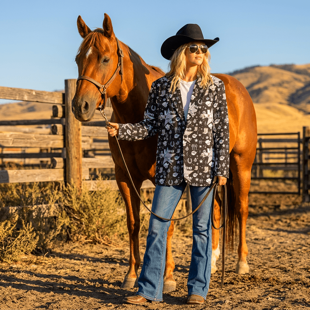 Baha Ranch Rhinestone Cowgirl Yeehaw Blazer Women's Blazer - Baha Ranch Western Wear - Flyclothing LLC