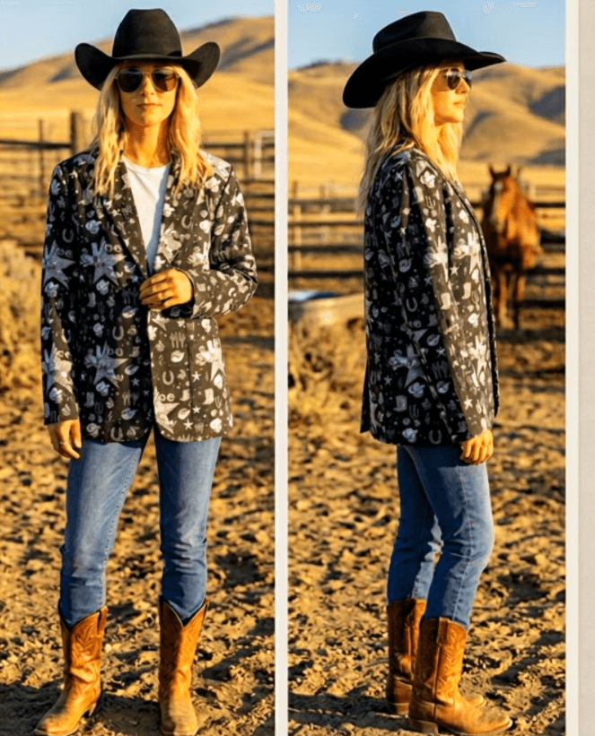 Baha Ranch Rhinestone Cowgirl Yeehaw Blazer Women's Blazer - Baha Ranch Western Wear - Flyclothing LLC