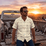 Baha Ranch Barbwire Aztec Hawaiian Shirt Made in America - Baha Ranch Western Wear - Flyclothing LLC