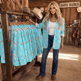 Baha Ranch Turquoise YEEHAW Rhinestone Cowgirl Blazer