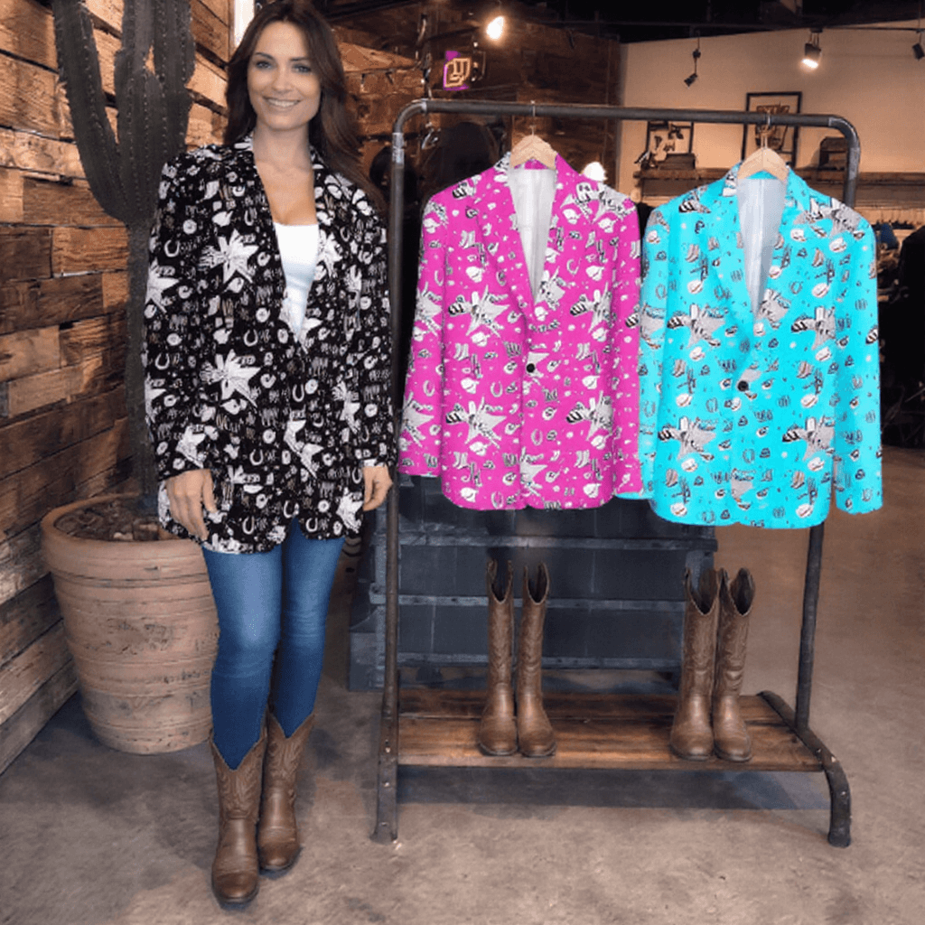 Baha Ranch Turquoise YEEHAW Rhinestone Cowgirl Blazer