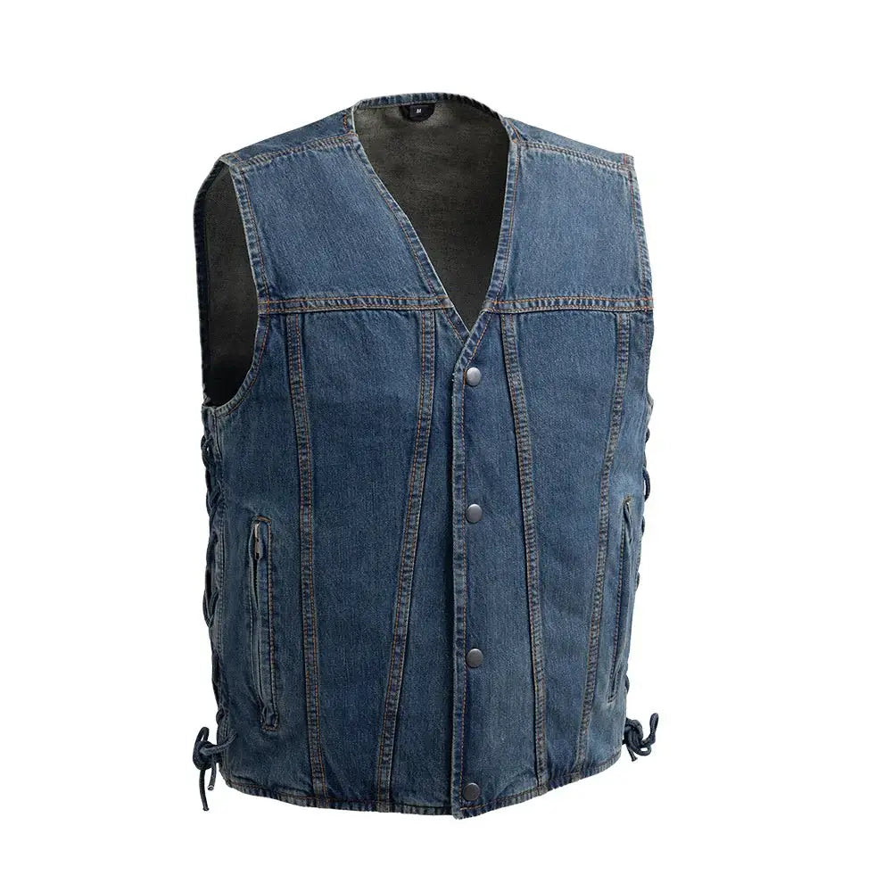 Gambler Men's Motorcycle Denim Vest - First Manufacturing Company - Flyclothing LLC
