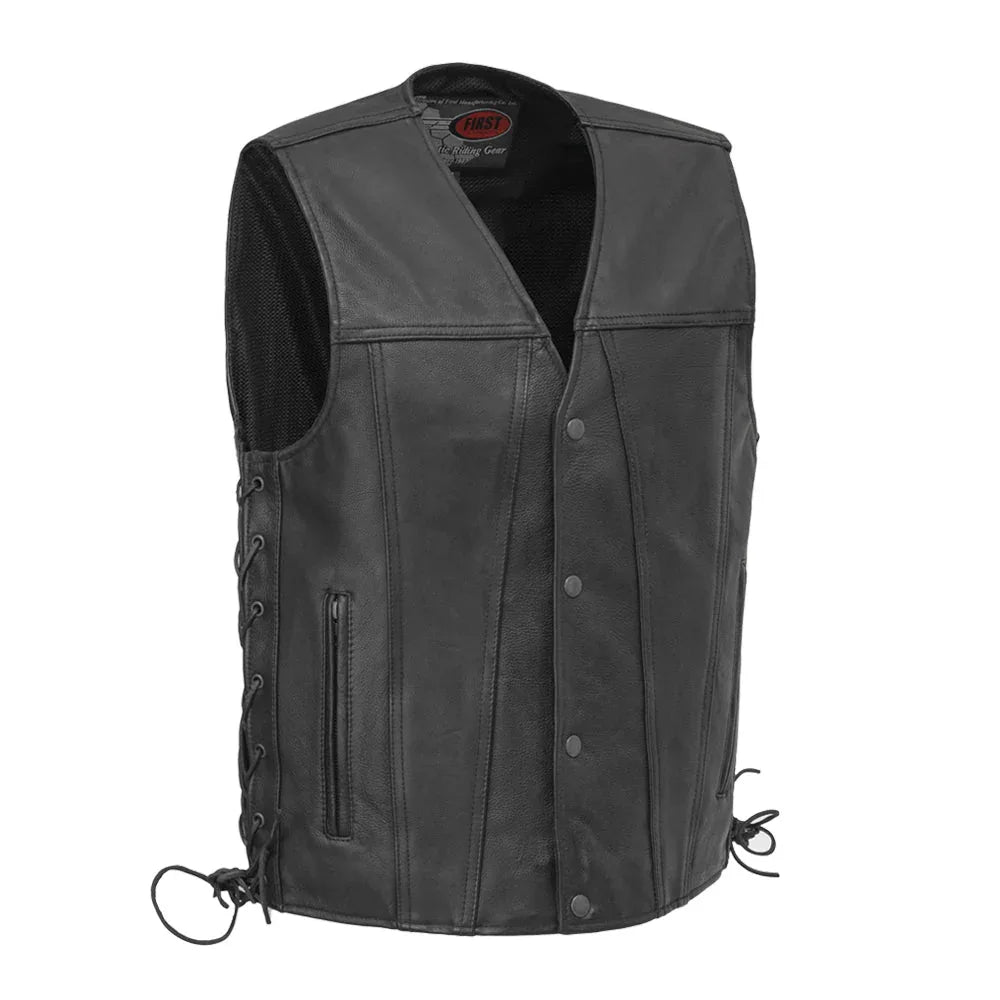 Gambler Men's Motorcycle Leather Vest - First Manufacturing Company - Flyclothing LLC