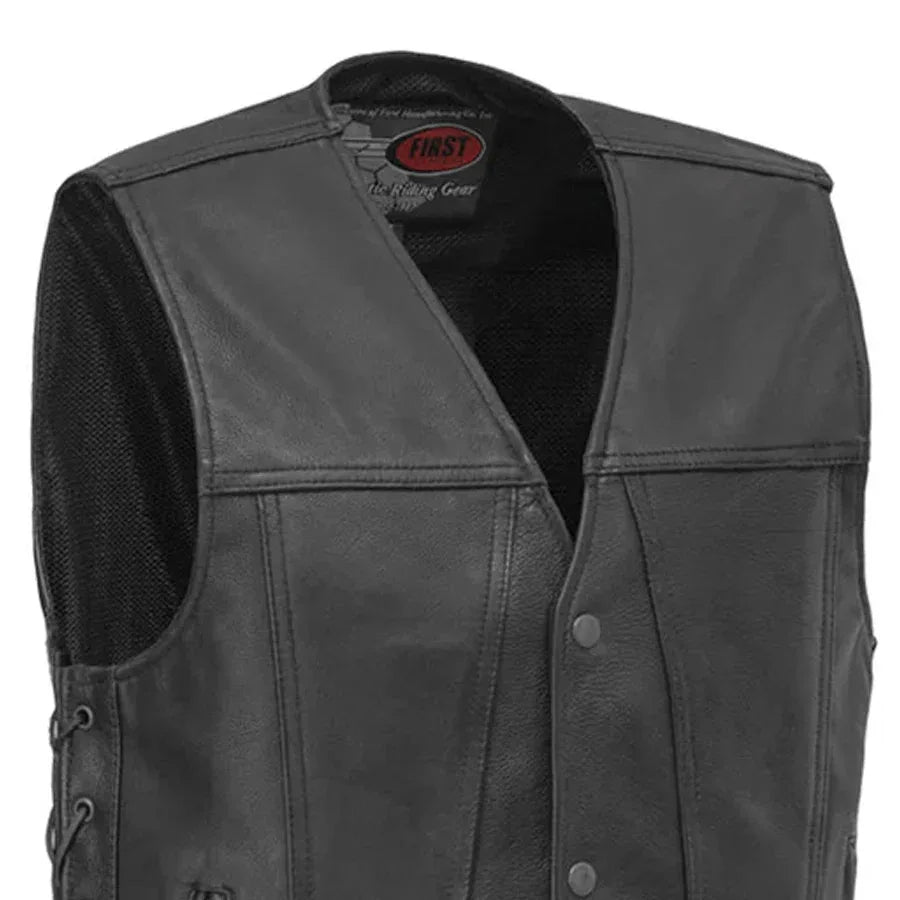 Gambler Men's Motorcycle Leather Vest - First Manufacturing Company - Flyclothing LLC