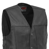 Gambler Men's Motorcycle Leather Vest - First Manufacturing Company - Flyclothing LLC