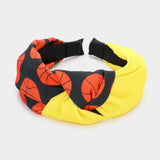 Game Day Basketball Patterned Knot Burnout Headband - Madeline Love - Flyclothing LLC