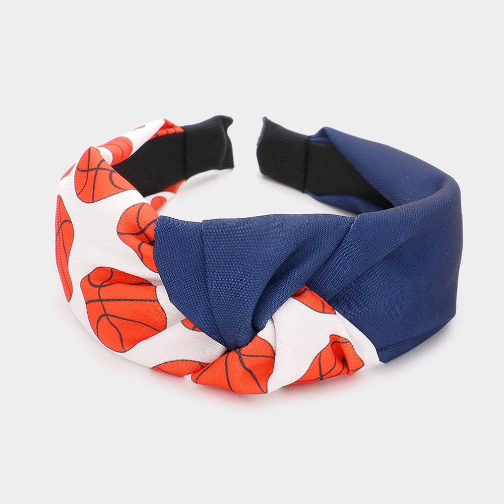 Game Day Basketball Patterned Knot Burnout Headband - Madeline Love - Flyclothing LLC