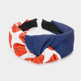Game Day Basketball Patterned Knot Burnout Headband - Madeline Love - Flyclothing LLC