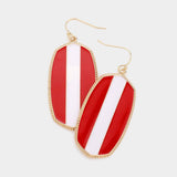 Game Day Color Block Enamel Hexagon Dangle Earrings - Madeline Love - Flyclothing LLC