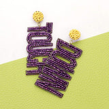 Game Day Felt Back Beaded Touch Down Message Dangle Earrings - Madeline Love - Flyclothing LLC