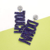 Game Day Felt Back Beaded Touch Down Message Dangle Earrings - Madeline Love - Flyclothing LLC