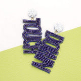 Game Day Felt Back Beaded Touch Down Message Dangle Earrings - Madeline Love - Flyclothing LLC