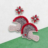 Game Day Felt Back Stone Beaded Football Helmet Dangle Earrings - Madeline Love - Flyclothing LLC