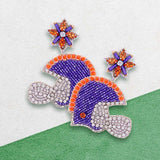 Game Day Felt Back Stone Beaded Football Helmet Dangle Earrings - Madeline Love - Flyclothing LLC