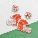 Game Day Felt Back Stone Beaded Football Helmet Dangle Earrings - Madeline Love - Flyclothing LLC