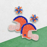 Game Day Felt Back Stone Beaded Football Helmet Dangle Earrings - Madeline Love - Flyclothing LLC