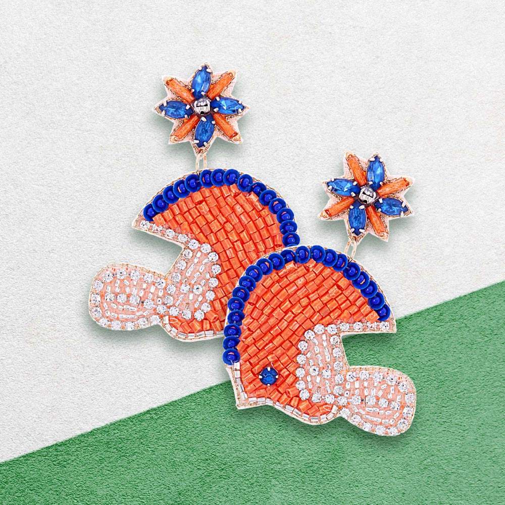 Game Day Felt Back Stone Beaded Football Helmet Dangle Earrings - Madeline Love - Flyclothing LLC