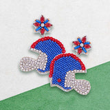 Game Day Felt Back Stone Beaded Football Helmet Dangle Earrings - Madeline Love - Flyclothing LLC