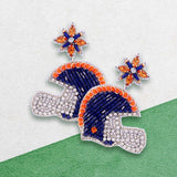 Game Day Felt Back Stone Beaded Football Helmet Dangle Earrings - Madeline Love - Flyclothing LLC