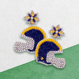 Game Day Felt Back Stone Beaded Football Helmet Dangle Earrings - Madeline Love - Flyclothing LLC