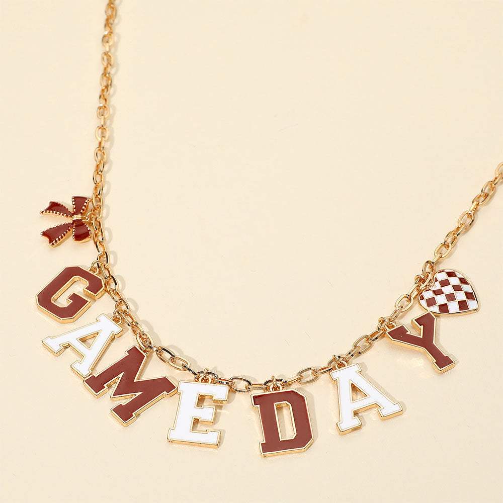 GAME DAY Letter Charm Station Necklace - Madeline Love - Flyclothing LLC