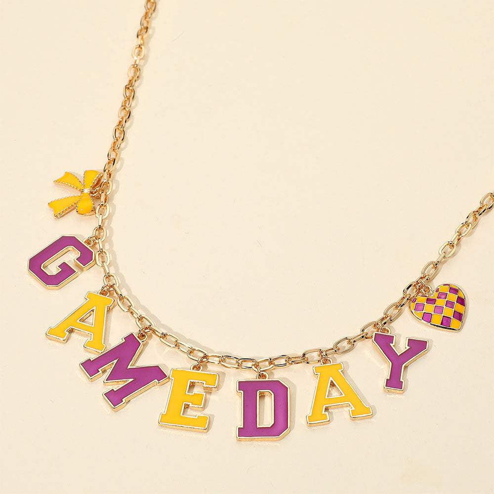 GAME DAY Letter Charm Station Necklace - Madeline Love - Flyclothing LLC