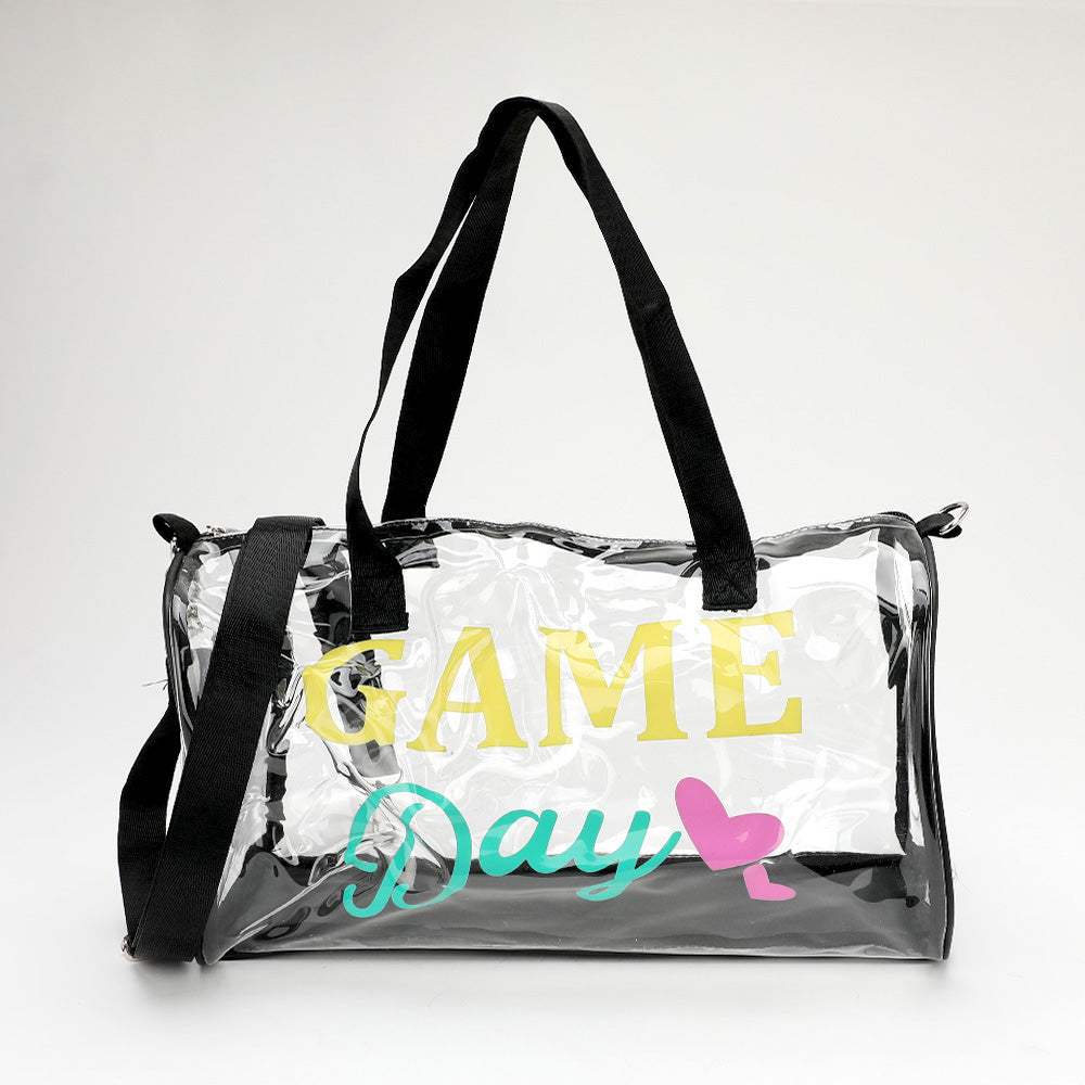 GAME DAY Message Printed Transparent Boston Bag / Crossbody Bag - Madeline Love - Flyclothing LLC