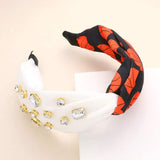 Game Day Multi Stone Embellished Basketball Patterned Twisted Headband - Madeline Love - Flyclothing LLC