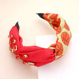 Game Day Multi Stone Embellished Basketball Patterned Twisted Headband - Madeline Love - Flyclothing LLC