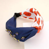 Game Day Multi Stone Embellished Basketball Patterned Twisted Headband - Madeline Love - Flyclothing LLC