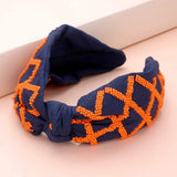 Game Day Seed Beaded Check Patterned Knot Burnout Headband - Madeline Love - Flyclothing LLC