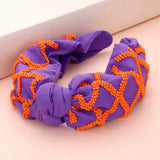 Game Day Seed Beaded Check Patterned Knot Burnout Headband - Madeline Love - Flyclothing LLC